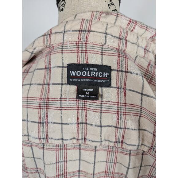 Womens Medium Plaid Flannel Woolrich Button-Up Long Sleeve Snowflake Shirt Top - Picture 11 of 13